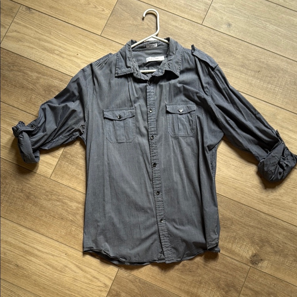 Calvin Klein Blue Striped Button-Up Shirt